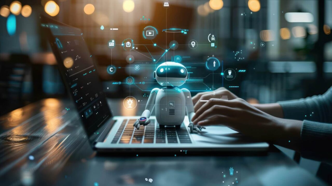 Writer using AI as part of a content marketing strategy