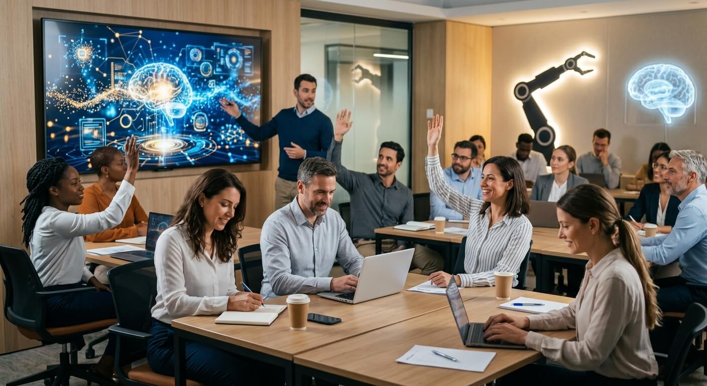 Students taking lessons in digital marketing