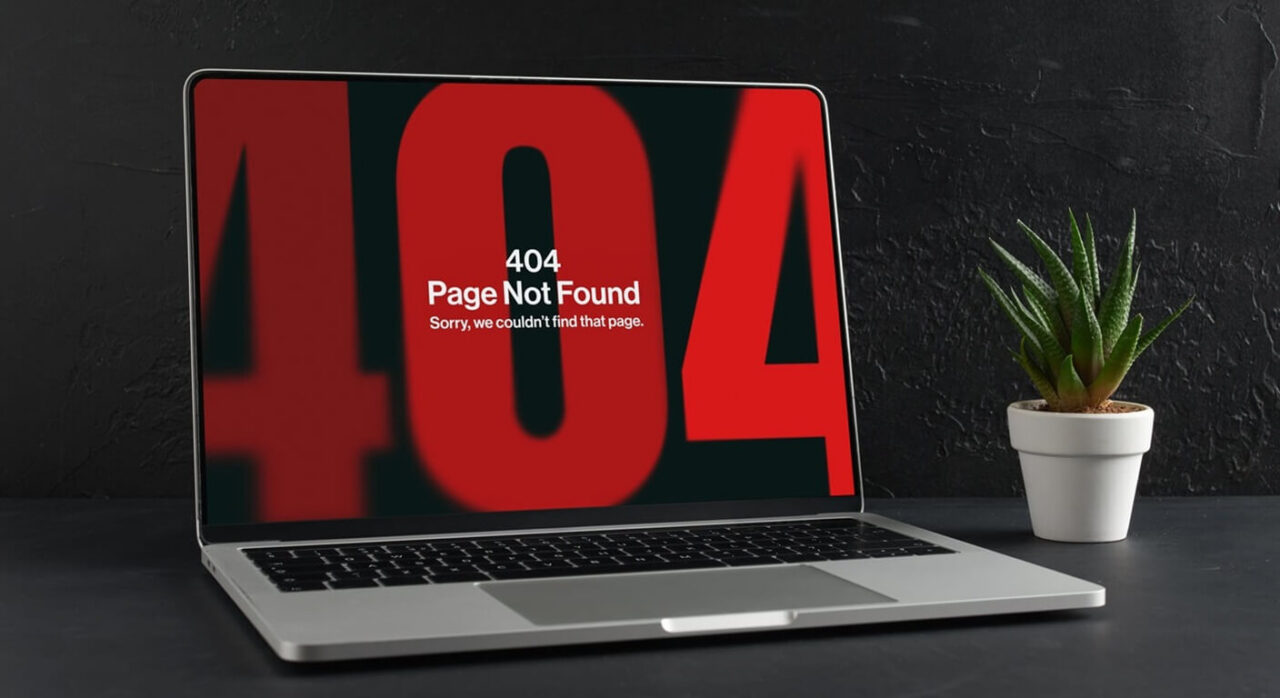Broken website with 404 error
